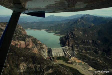 Flying over Huites Lake near El Fuerte